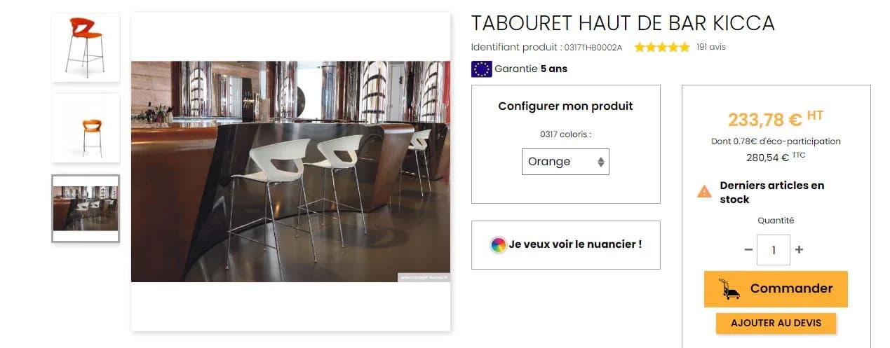 Tabouret haut de Bar kicca rouge — vue 6