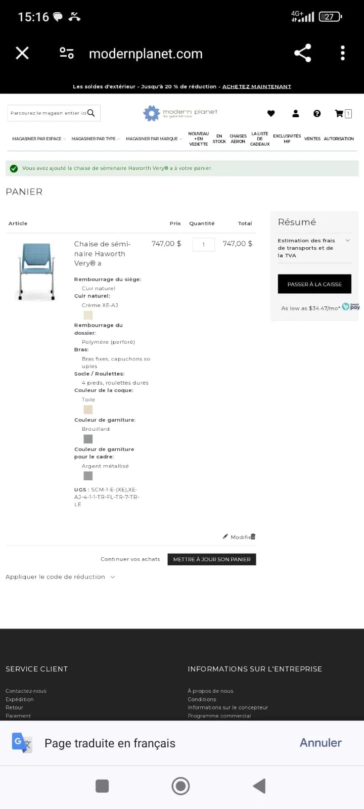 Chaise de séminaire Haworth Very sur roulette — vue 3