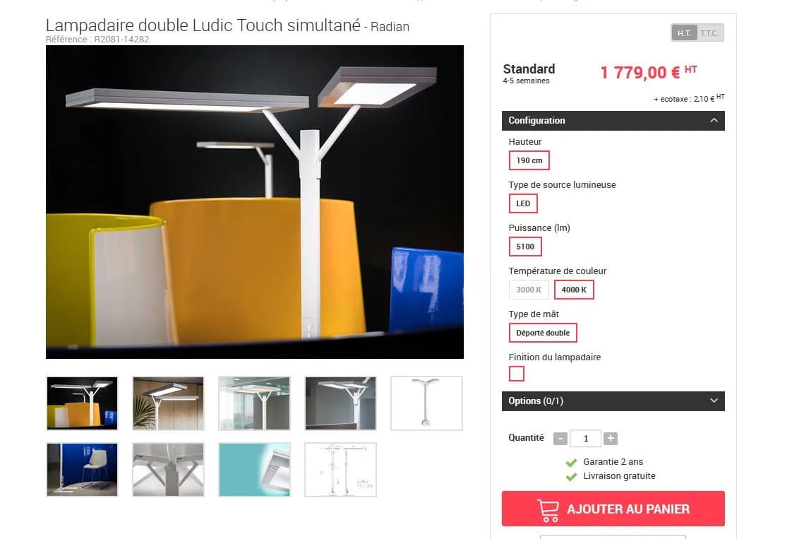 Lampadaire double Ludic touch simultané Radian — vue 9
