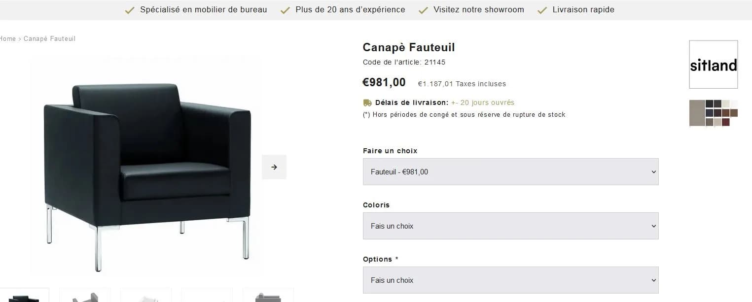 Canapé Fauteuil Sitland Club Cuir Rouge — vue 2