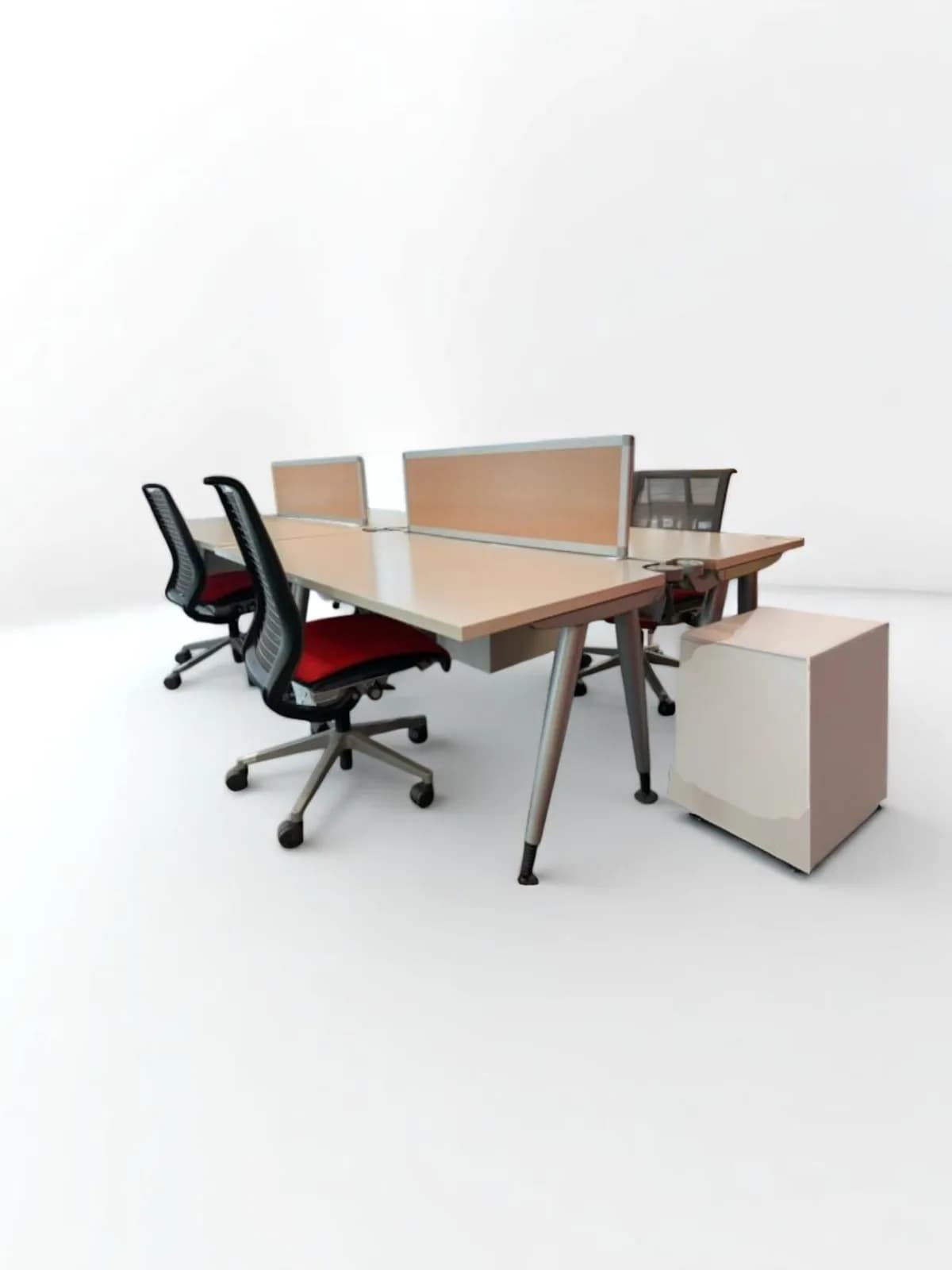 Bureau open Space 4 poste avec séparateur steelcase 160cm