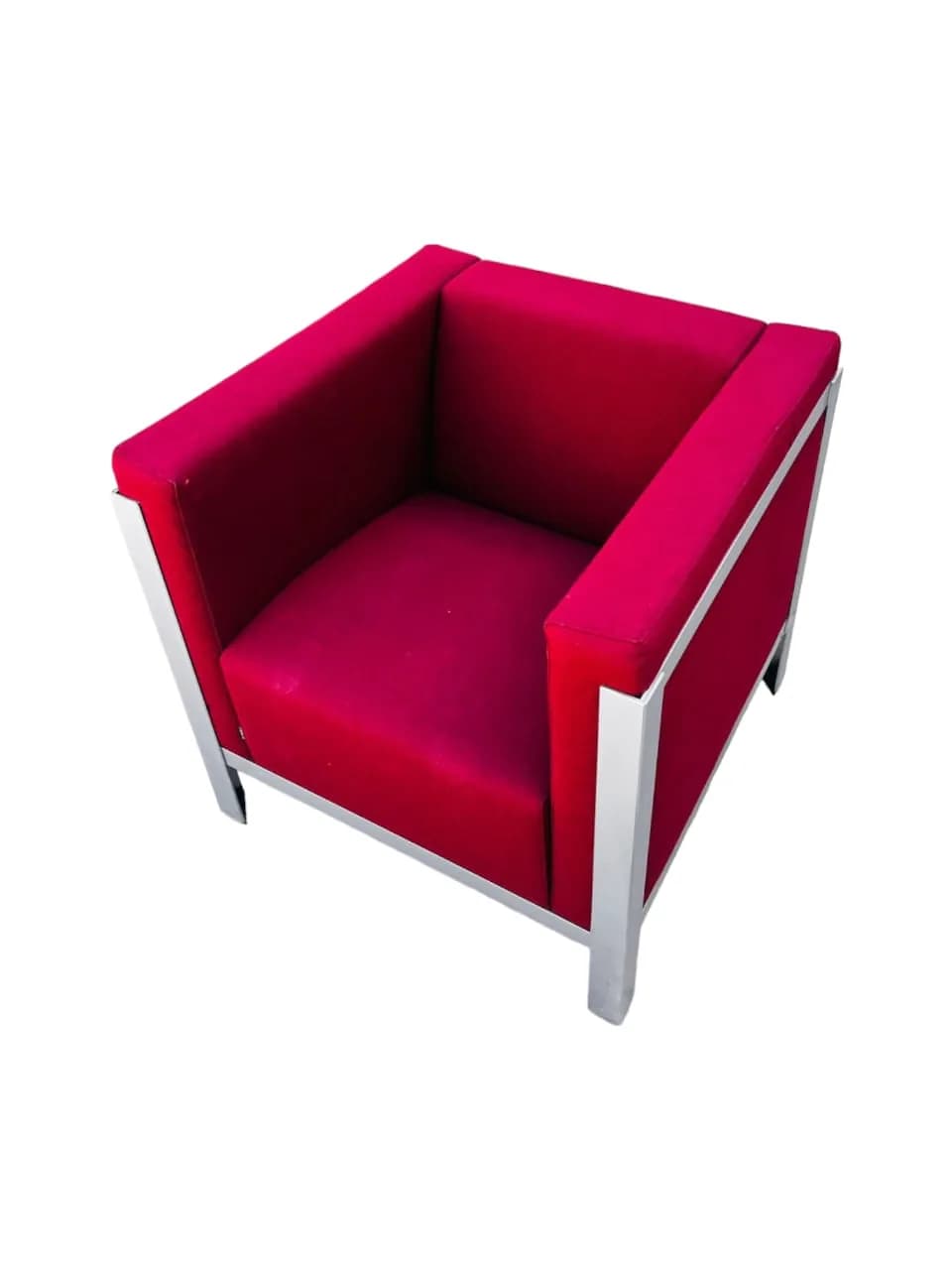 Fauteuil Tasso par Klöber en tissu rouge & Acier — vue 2