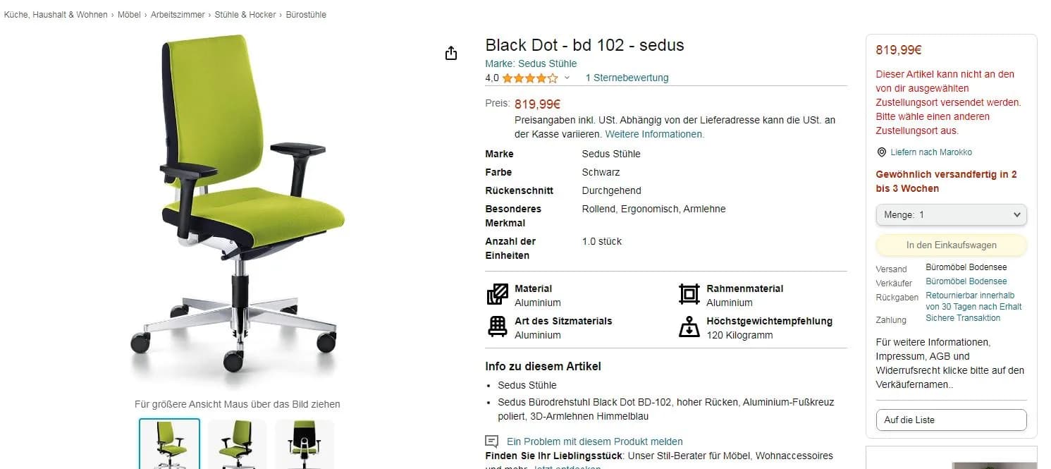 Chaise roulette Sedus Black Dot soutien lombaire — vue 4