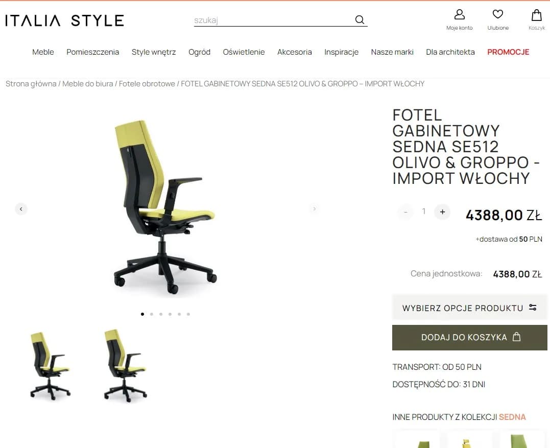 Fauteuil de bureau SEDNA SE512 tissu noir — vue 2