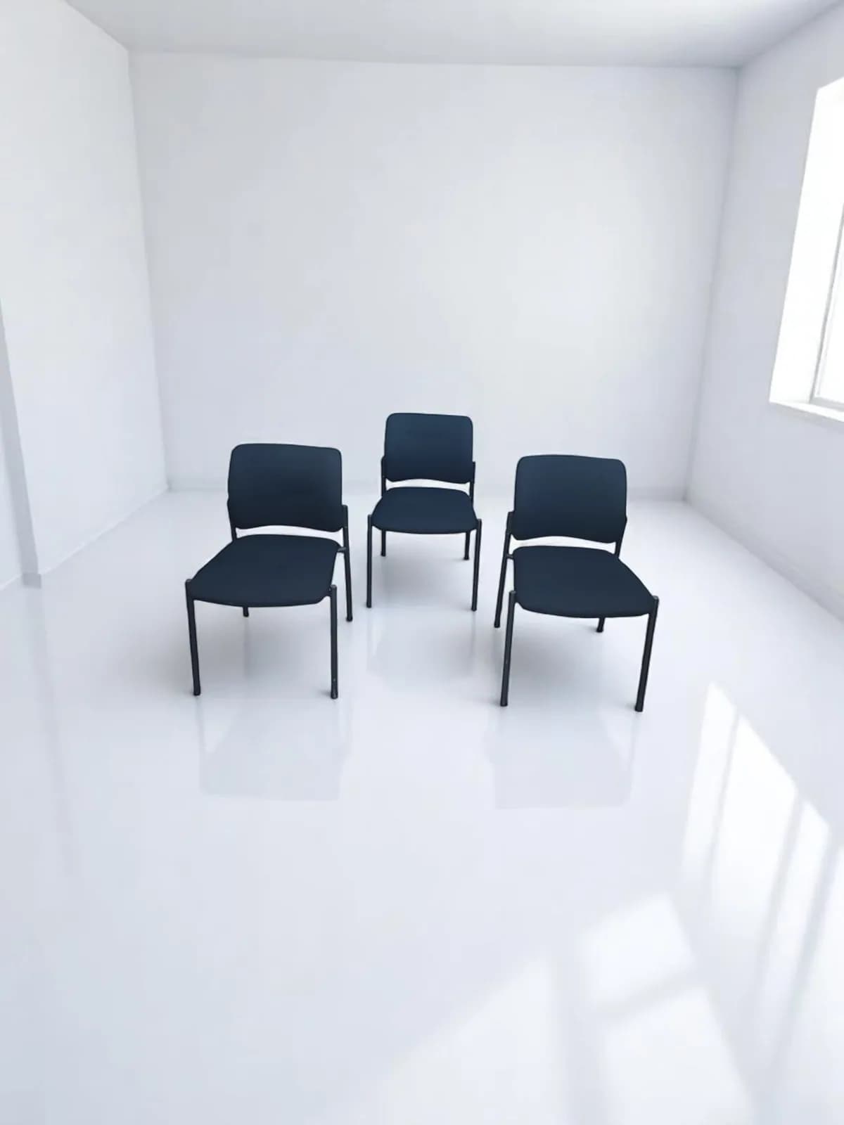 Ensemble 3 chaises visiteur noir empilable promo — vue 4