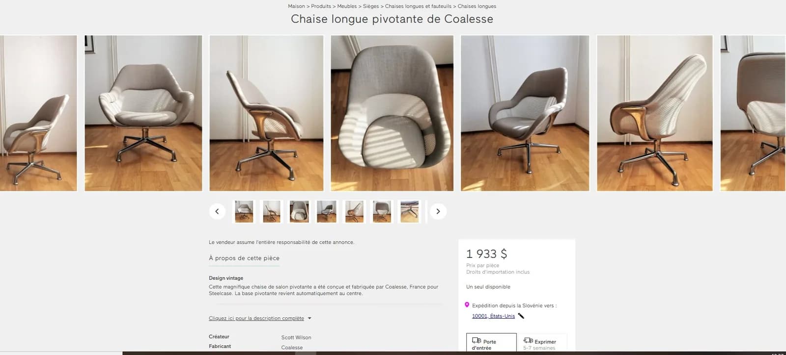 Fauteuil Pivotant Coalesse by Steelcase cuir marron — vue 6