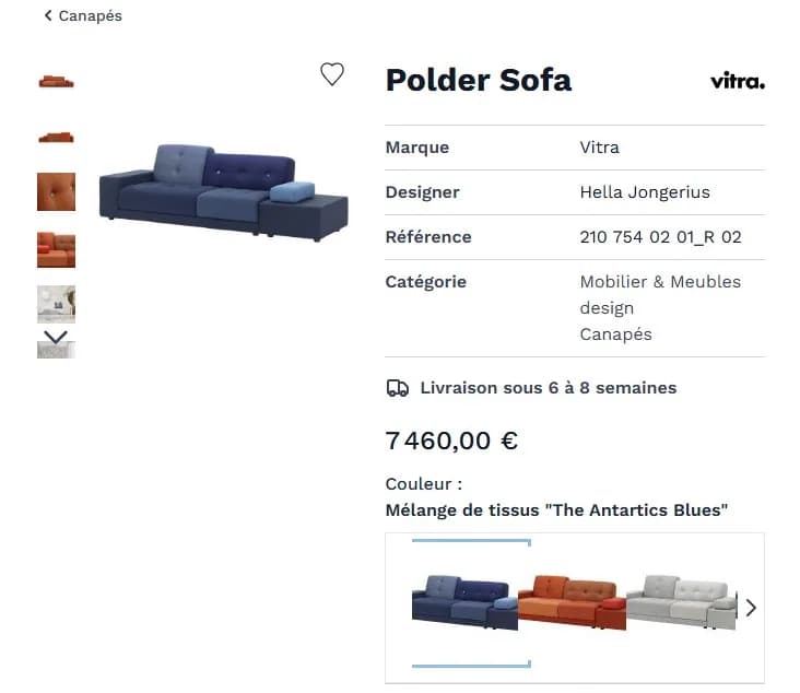 Fauteuil Sofa polder Vitra 3 places tissu — vue 2