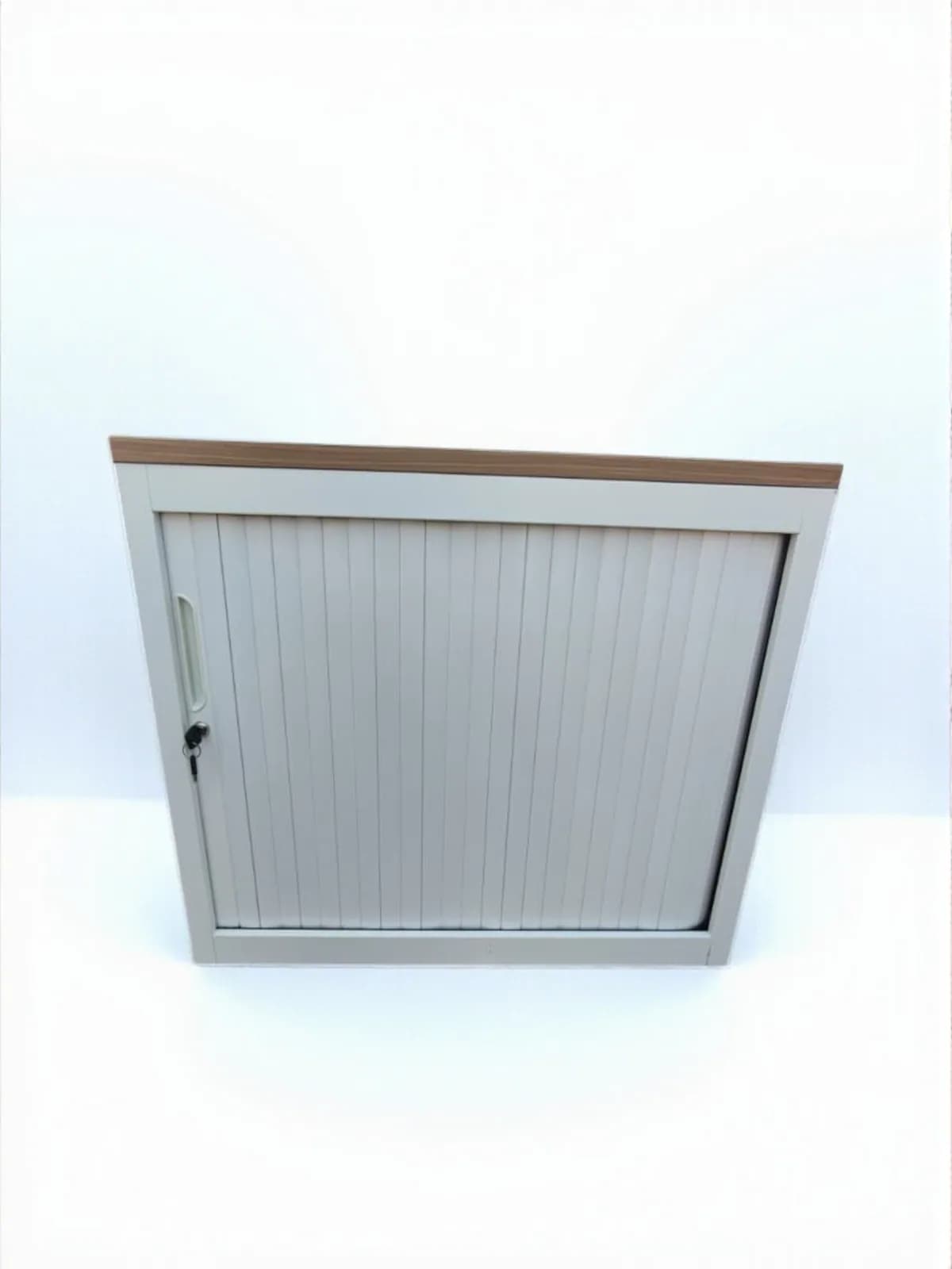 Armoire basse Magencia blanche finition top bois  80x74cm — vue 2