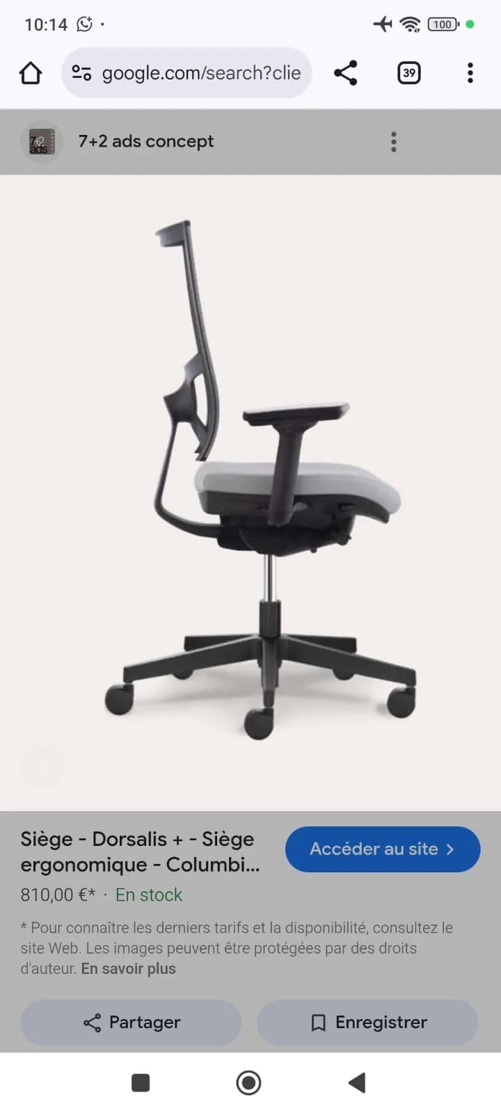 Chaise bureau Columbia Dorsalis My air mesh noir — vue 5