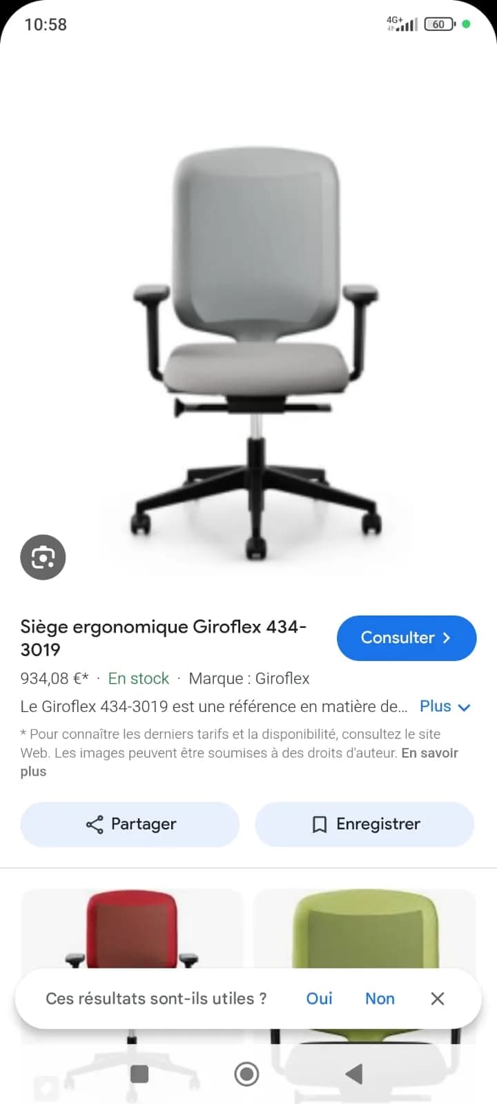 Siège ergonomique Giroflex 434 orange noir mesh — vue 5