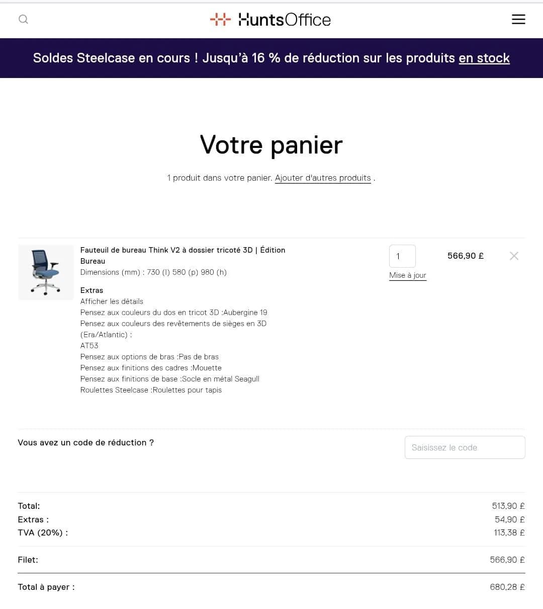 Chaise Steelcase Think V2 dossier en maille sans accoudoirs — vue 7