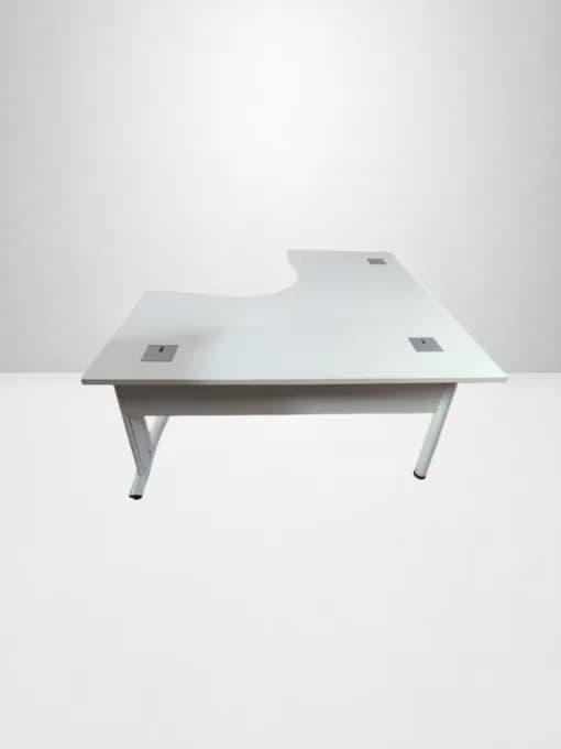 Bureau angle 160x160cm blanc avec passe câble — vue 2