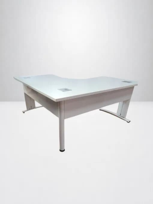 Bureau angle 160x160cm blanc avec passe câble — vue 3