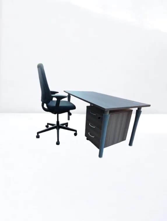 Bureau Steelcase 160x80cm + caisson 3 tiroirs — vue 3