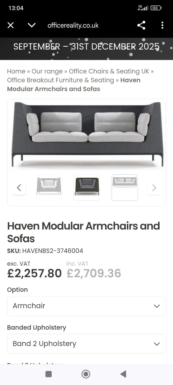 Canapé Banquette Acoustique Haven Design 2 places dossier cour — vue 4