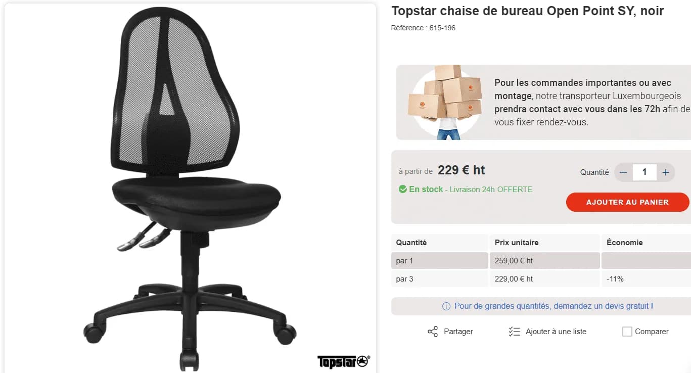 Chaise bureau Topstar sans accoudoir — vue 5