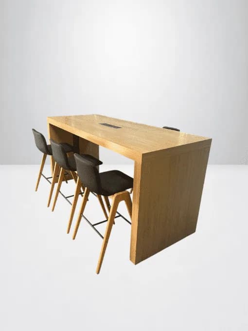 Comptoir d'accueil avec top d'accès finition chêne – 220 × 90 cm – Hauteur 110 cm
