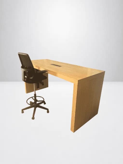 Comptoir d'accueil avec top d'accès finition chêne – 220 × 90 cm – Hauteur 110 cm — vue 2