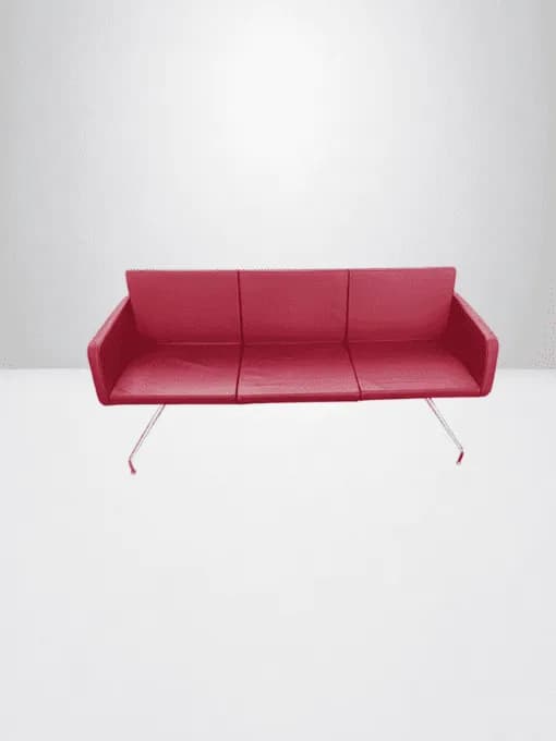 Banquette d'accueil 3 places Magencia cuir rouge
