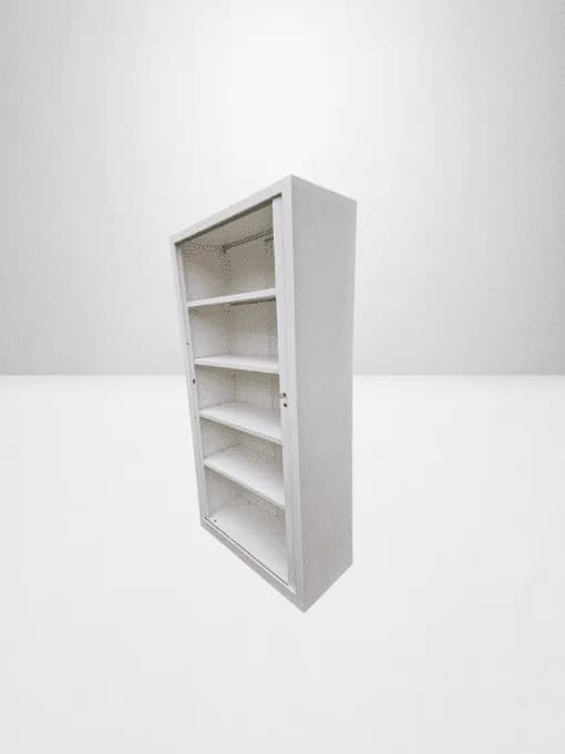 Armoire haute blanche métallique 100x200cm à rideau — vue 3