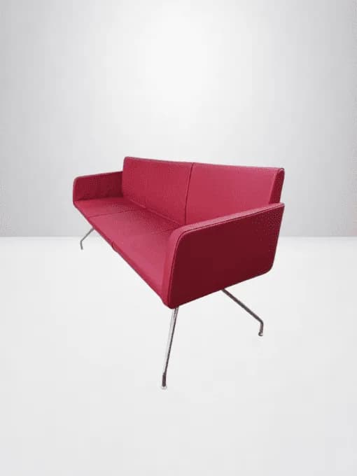 Banquette d'accueil 3 places Magencia cuir rouge — vue 2