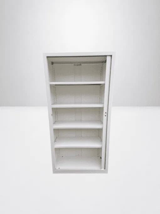 Armoire haute blanche métallique 100x200cm à rideau — vue 4