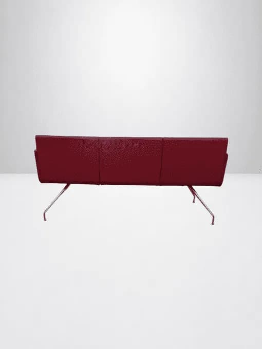 Banquette d'accueil 3 places Magencia cuir rouge — vue 3