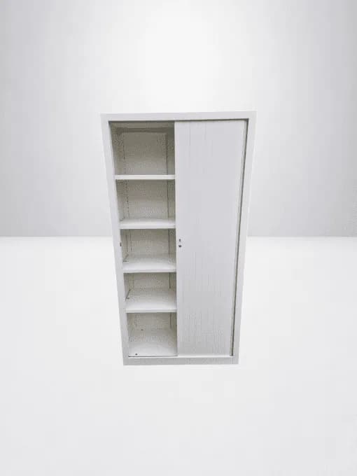 Armoire haute blanche métallique 100x200cm à rideau