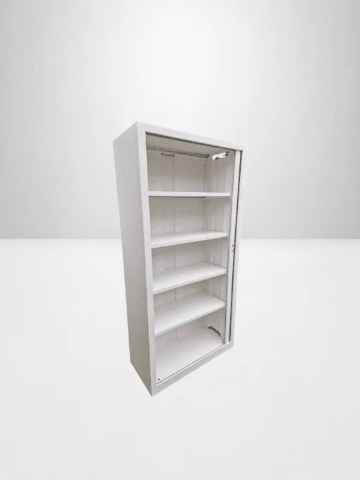 Armoire haute blanche métallique 100x200cm à rideau — vue 5