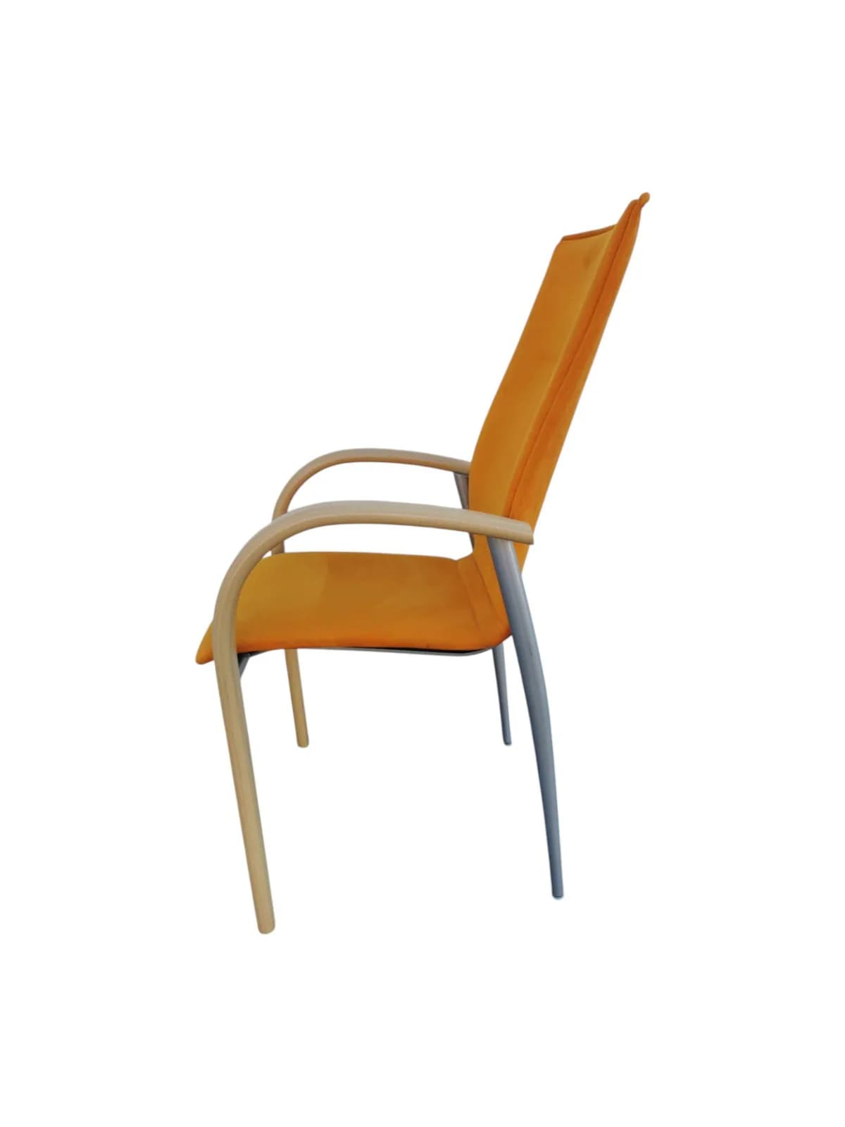 Chaise salle attente Leolux Alcantara orange & bois hêtre — vue 4