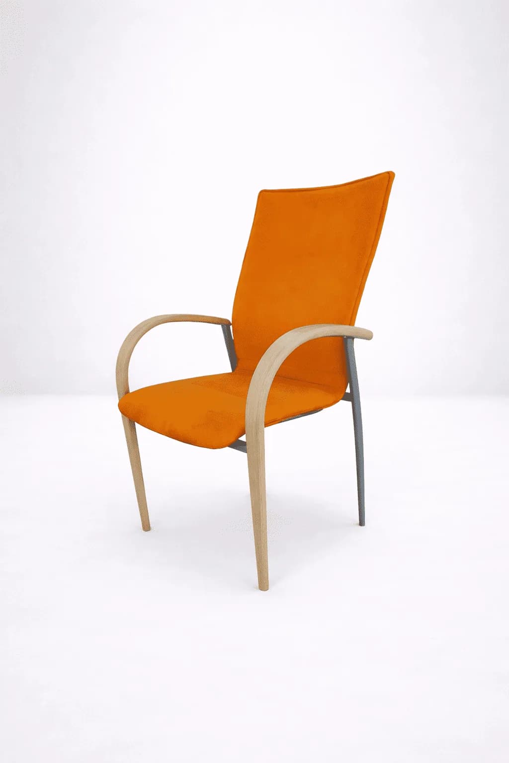 Chaise salle attente Leolux Alcantara orange & bois hêtre