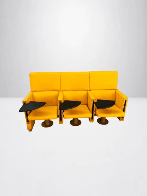 Fauteuil de cinéma  amphithéâtre avec tablette en cuir jaune