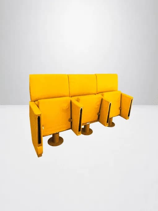 Fauteuil de cinéma  amphithéâtre avec tablette en cuir jaune — vue 3