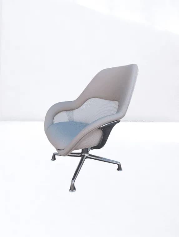Fauteuil Pivotant Coalesse by Steelcase cuir beige — vue 2