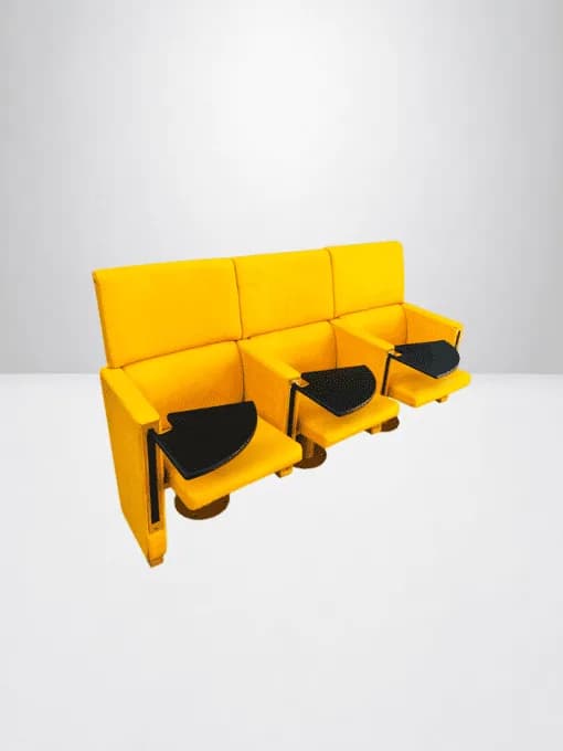 Fauteuil de cinéma  amphithéâtre avec tablette en cuir jaune — vue 2