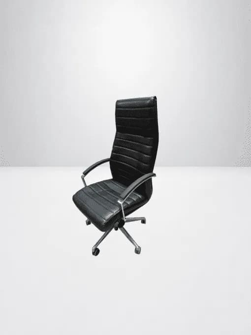 MANHATTAN│Fauteuil de direction Cuir│Noir/Chromé