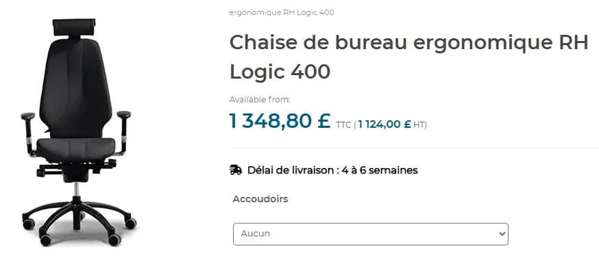 Chaise Ergonomique Logic RH 400 marron — vue 6