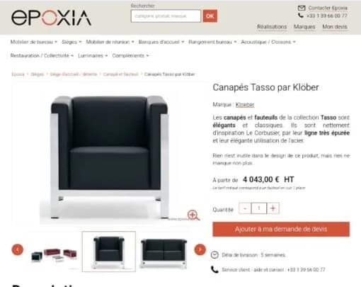 Fauteuil Tasso par Klöber en cuir noir & Acier — vue 6