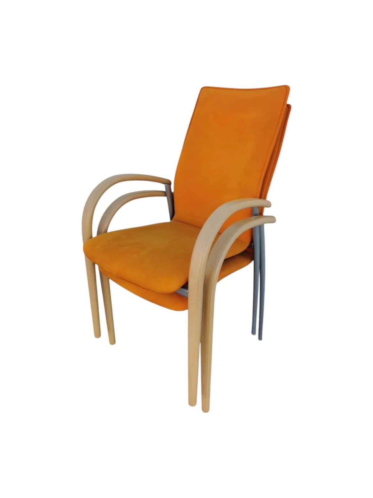 Chaise salle attente Leolux Alcantara orange & bois hêtre — vue 2