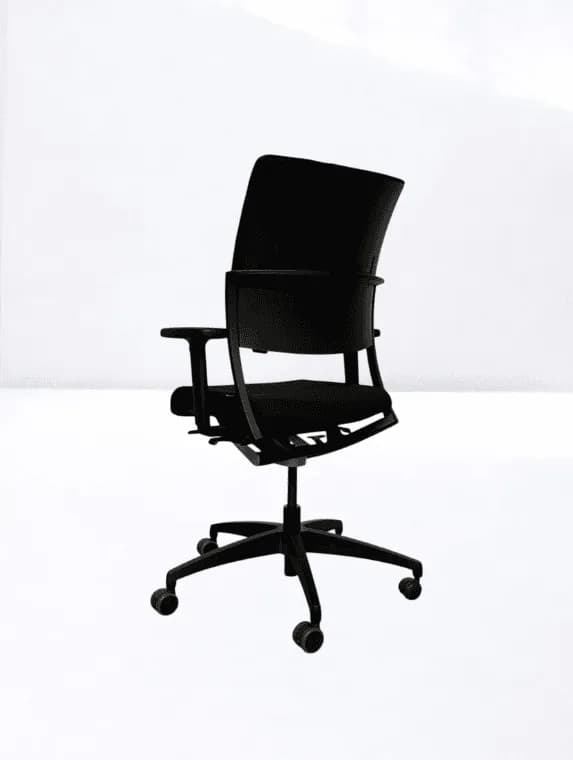 Chaise roulette Magencia tissu noir ergonomique — vue 3