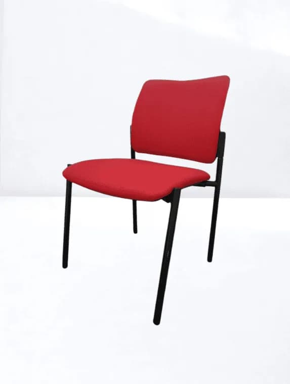 Chaise accueil rouge 4 pied empilable promo