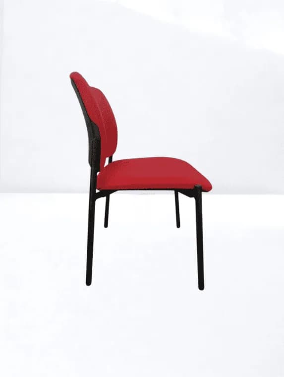 Chaise accueil rouge 4 pied empilable promo — vue 3