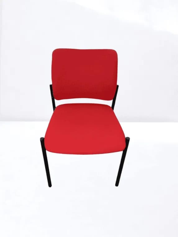 Chaise accueil rouge 4 pied empilable promo — vue 2