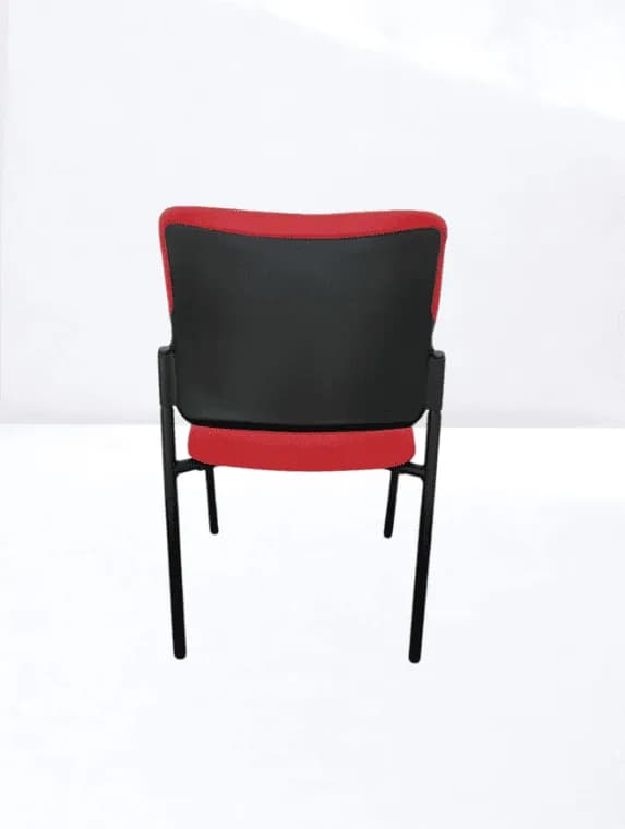 Chaise accueil rouge 4 pied empilable promo — vue 4