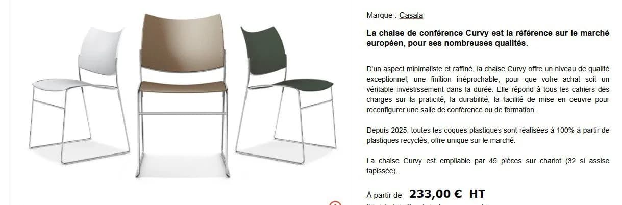 Chaise de conférence Curvy Casala Vert anis empilable — vue 5