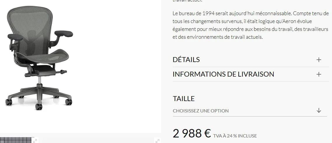 Fauteuil ergonomique Herman Miller Aeron Remastered – Taille B – Avec soutien lombaire — vue 8