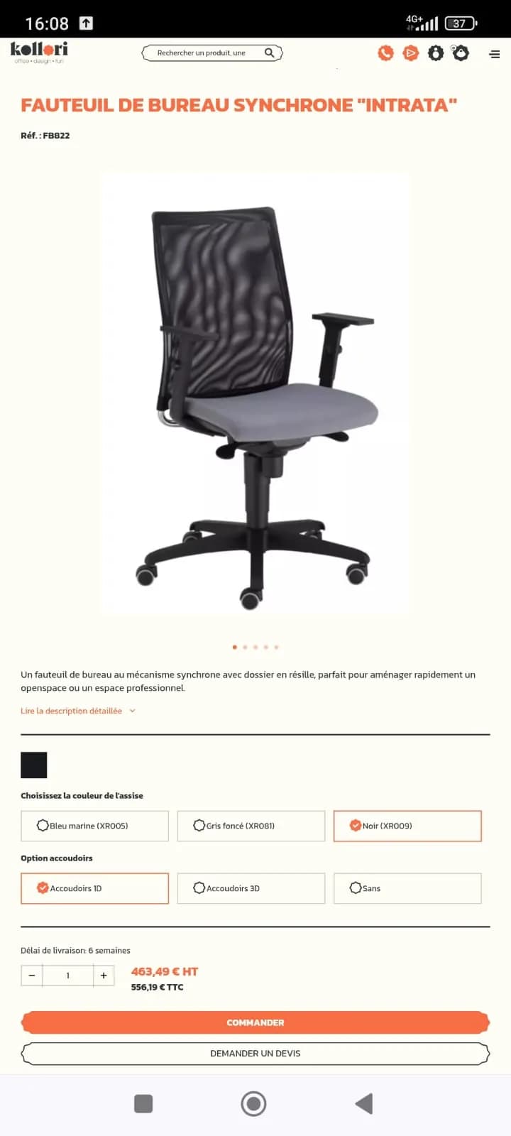 Fauteuil de bureau Nowy Styl Intrata en maille — vue 4