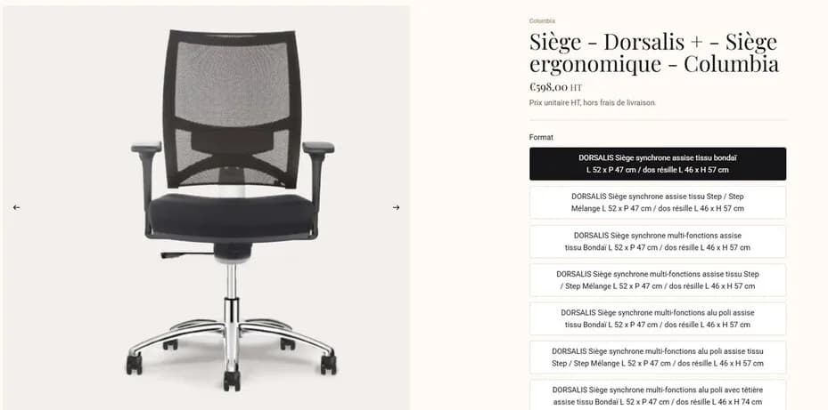 Chaise de bureau Columbia Dorsalis + ergonomique — vue 6
