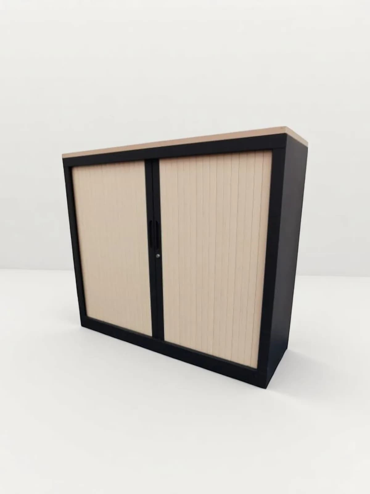 Armoire basse bi-color à rideaux 120x100cm Armoire basse bi-color à rideaux 120x100cm
