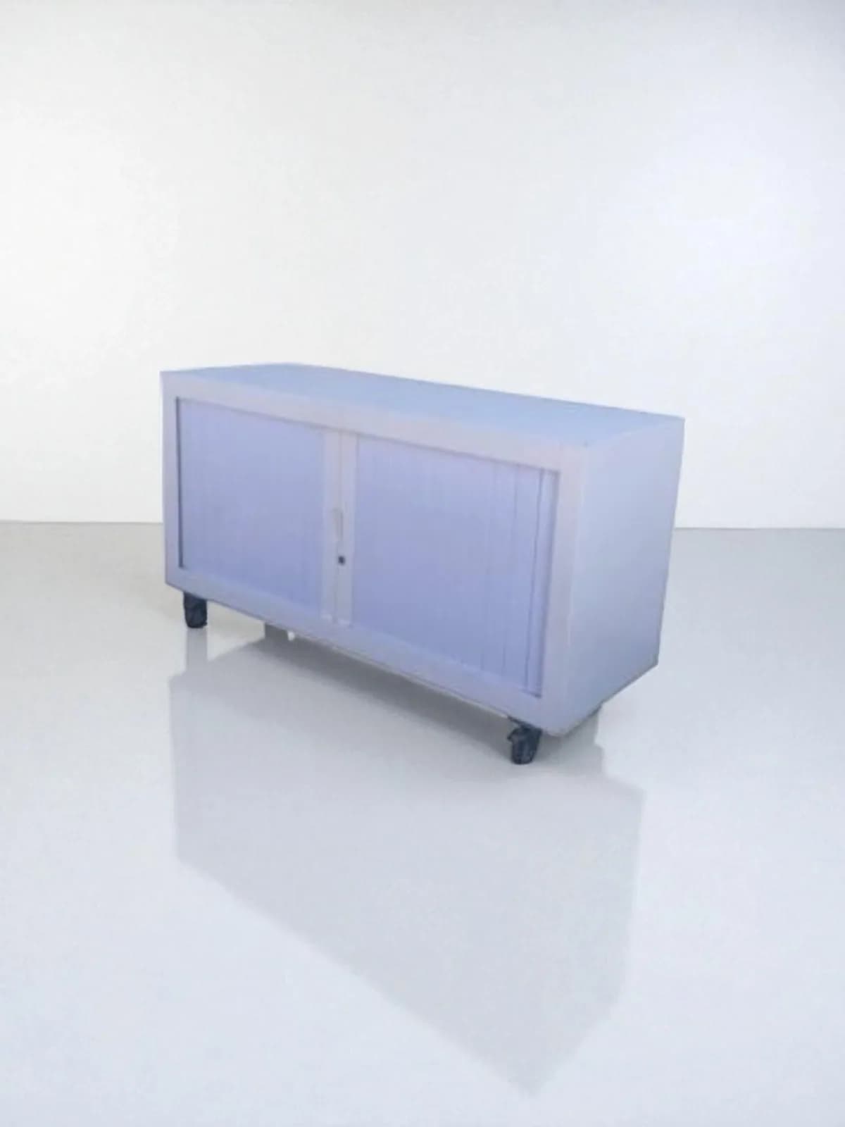 Armoire blanche sur roulette à rideaux & tiroir 120cm Armoire blanche sur roulette à rideaux & tiroir 120cm